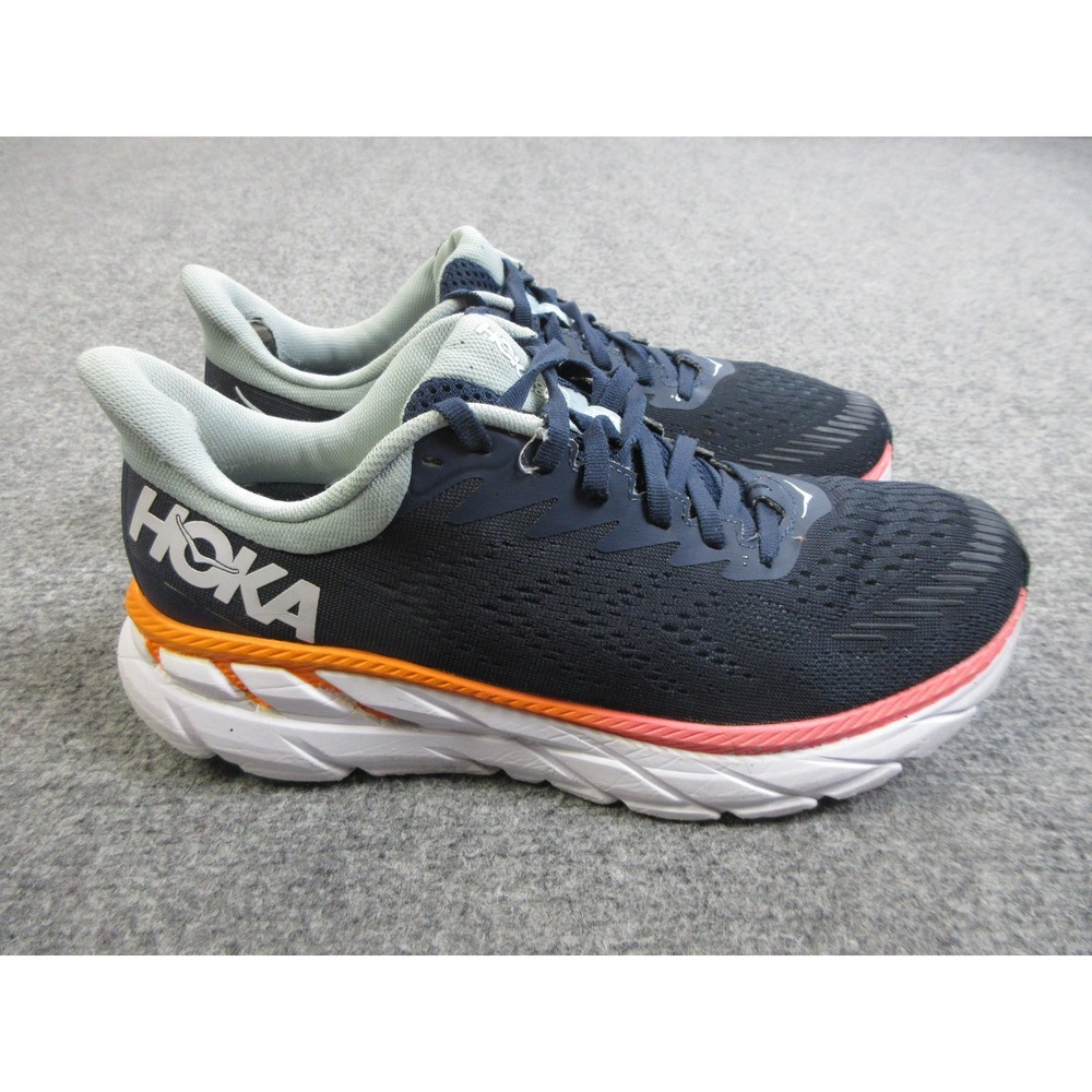 Hoka One One Clifton 7 Running Shoes Womens Size 9.5 Blue Orange Road Athletic